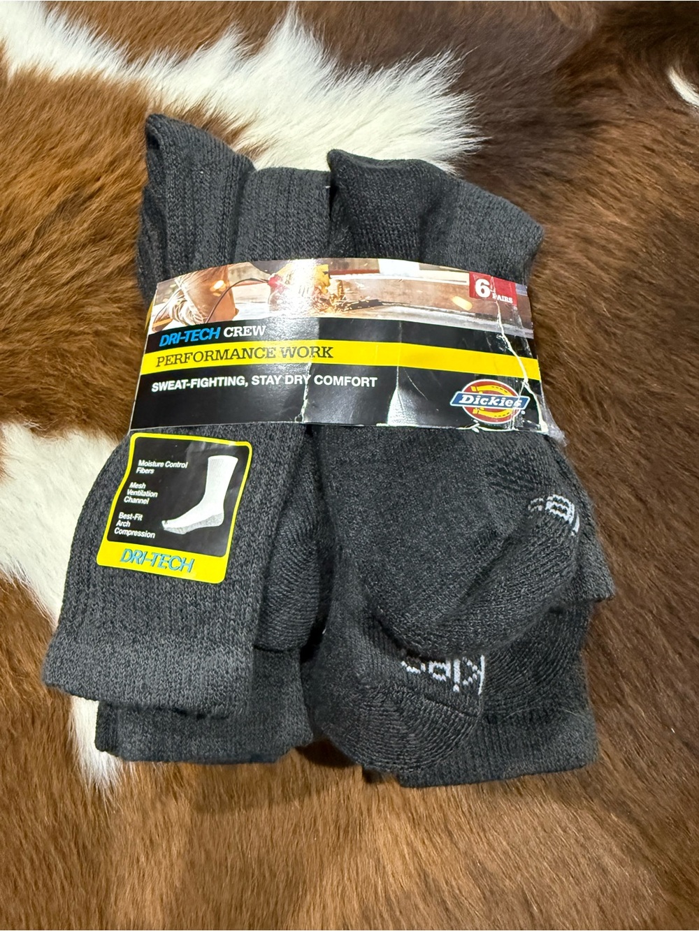 Dickies Men's Crew Performance Socks - Dark Gray (6 Pack)